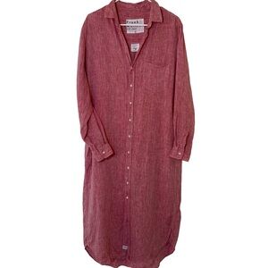 Frank & Eileen Women’s Rory Red Linen Shirt Dress Long Sleeve Size L